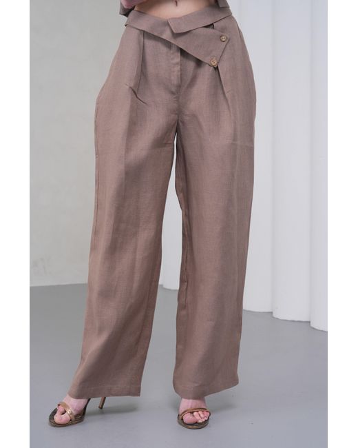 Lumina Eligma Brown The Wrapline Linen Trouser