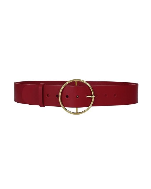 Haute Cuir Red Round Buckle Leather Belt