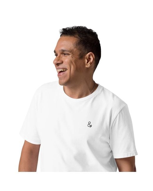 Anchor and Crew White Ampersand Signature Organic Cotton Embroidered T-Shirt for men