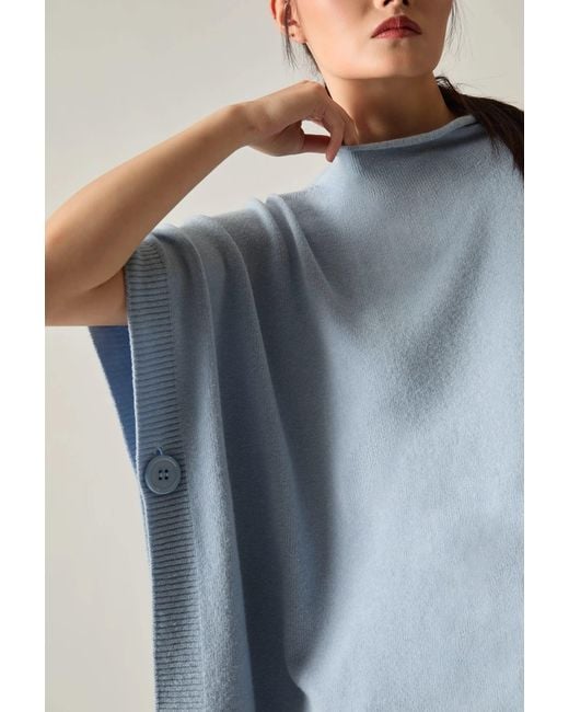 James Lakeland Blue Pale Side Button Poncho