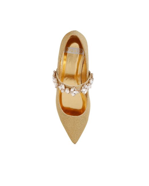 Rag & Co Natural Flavia Diamante Brooch Glitter Ballerinas