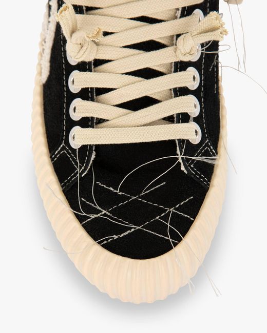 Springa | Unique Vulcanized Sneakers Italian Handmade Black Wavy Suede High Top Embroidery Sneakers for men