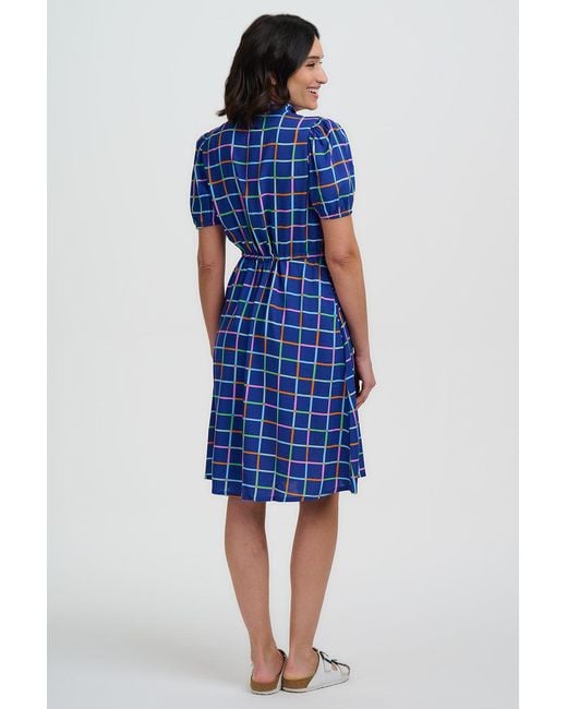 Sugarhill Blue Salma Mini Shirt Dress, Matchstick Check