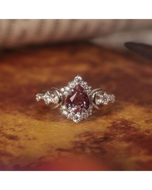 Azura Jewelry New York Metallic Galactic Pear Cut Alexandrite Ring Vermeil