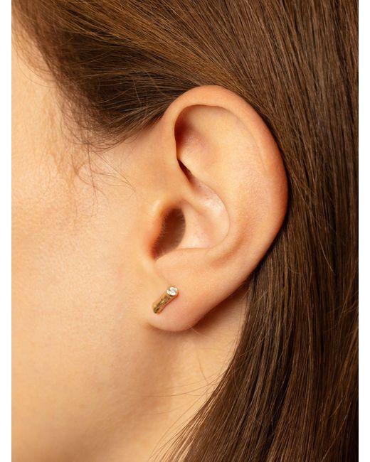 EVA REMENYI Metallic Wand Diamond Earrings 14K