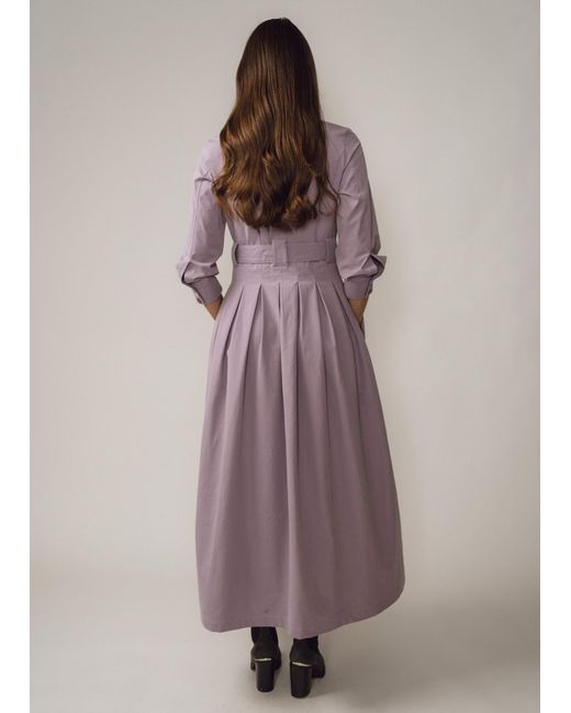 BEIRA Purple Marina Dress Long Pleated Shirt Dress