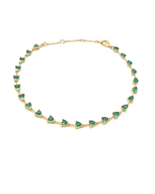 Harfi Metallic Emerald May Birthstone Heart Tennis Plated Bracelet