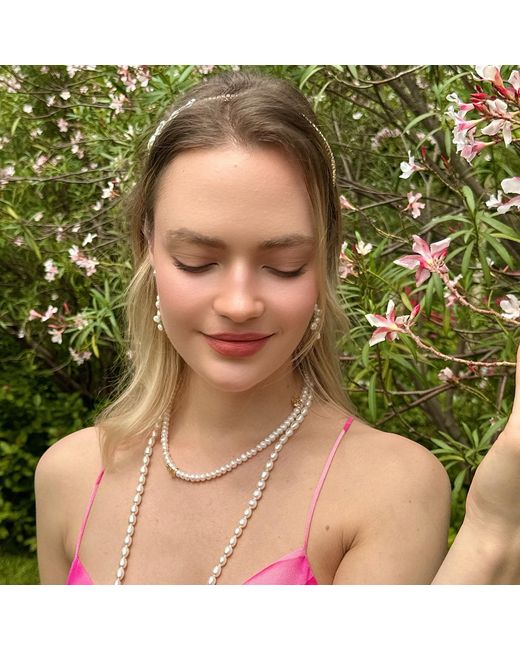 Farra Metallic Freshwater Pearls With Butterfly Charm Necklace