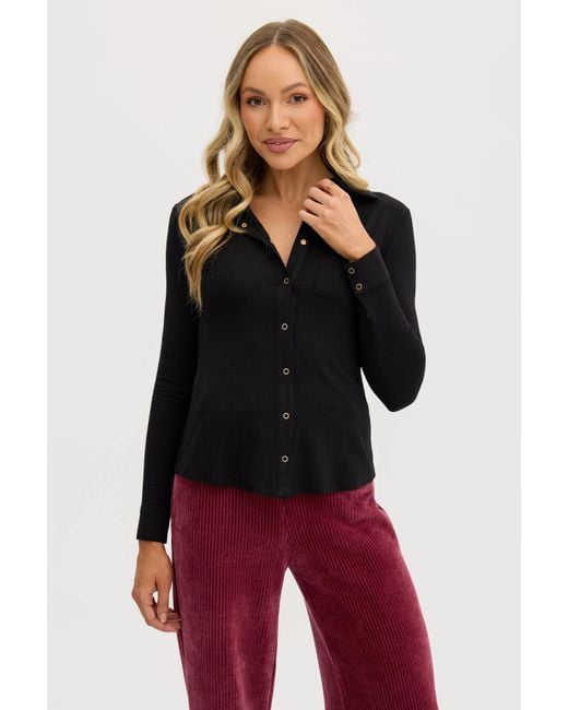 Why Mary Blue Simona Fitted Bamboo Long Sleeve Shirt