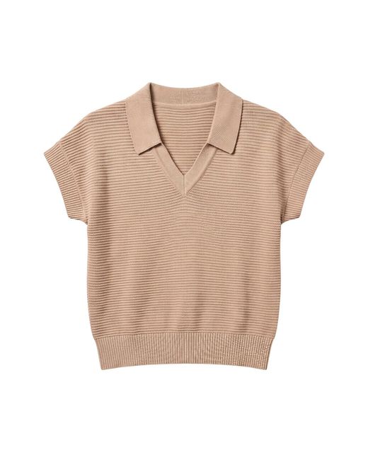 Brodie Cashmere Natural Rippled V Neck Vest