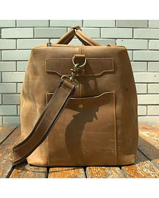 Touri Brown Genuine Leather Holdall Luggage Bag for men