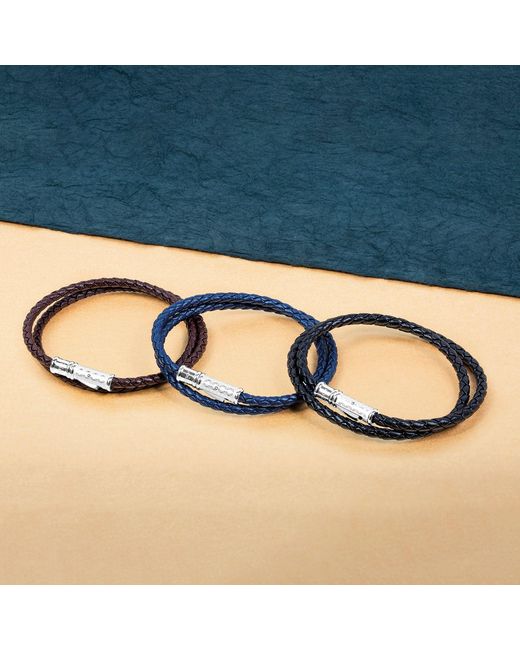 Tateossian Black Thompson Lucky Clover Double Wrap Bracelet for men