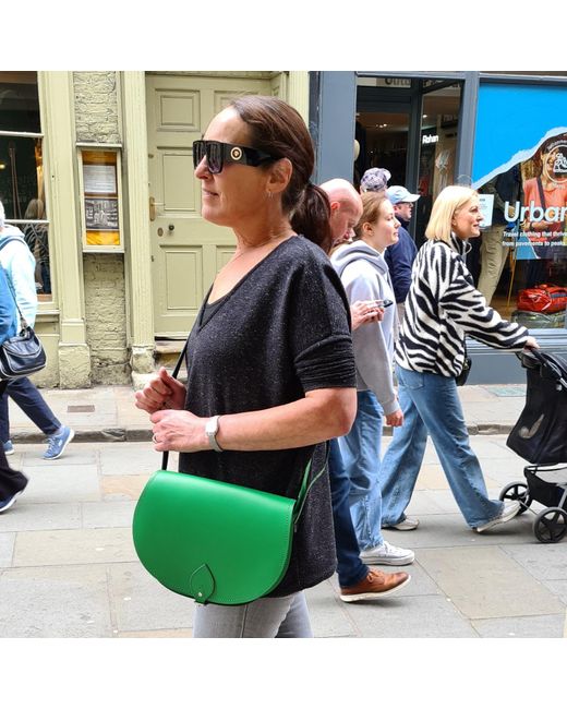 Zatchels Green Handmade Leather Saddle Bag