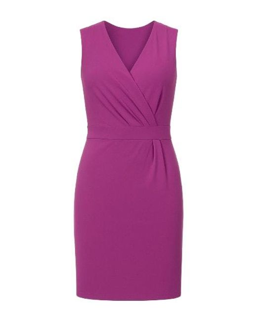 Conquista Purple Sleeveless Faux Wrap Dress