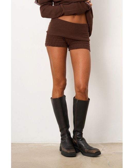 Par & Escala Brown Knitted Mini Olo Shorts