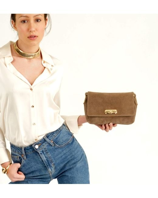 Apatchy London Brown The Maisie Midi Mink Suede Bag
