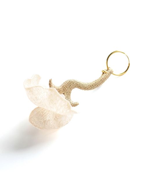 Nana Watanabe Metallic Neutrals Fragrant Vines Petal-Like Embroidered Earrings