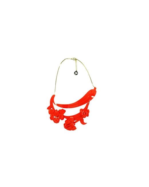 Gissa Bicalho Red Acrylic Handmade Necklace Orchid