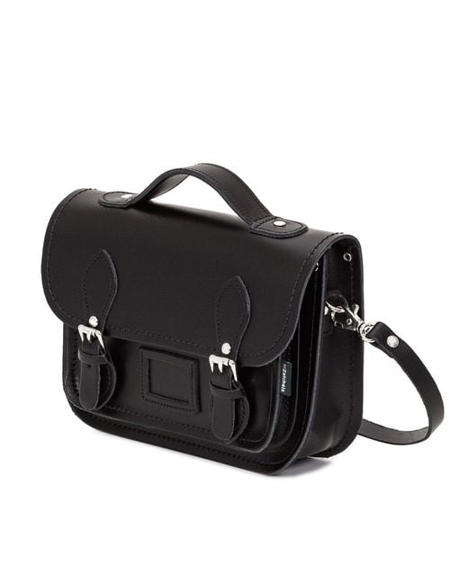 Zatchels Black Leather Midi Satchel