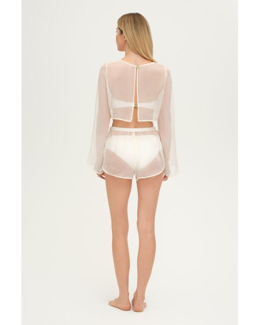 Adriana Pappas Designs White Stella Shorts Champagne