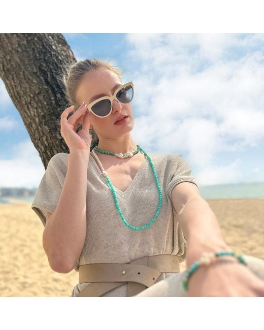 Farra Green Faceted With Baroque Pearls Short Necklace