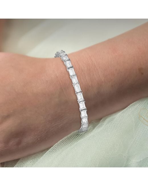 Kylie Harper Metallic Emerald Cut Diamond Cz Tennis Bracelet