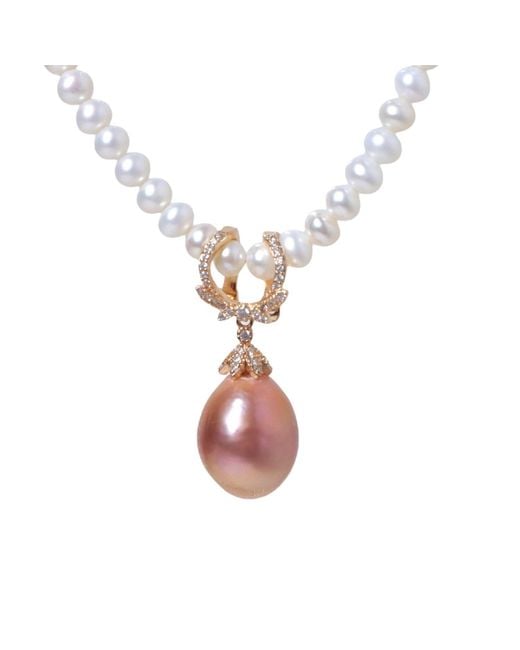 Ninemoo Metallic Luxe Pearl Pendant Necklace