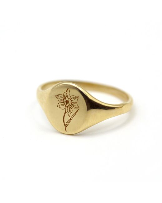 VicStoneNYC Fine Jewelry Metallic March Daffodil Flower Ring