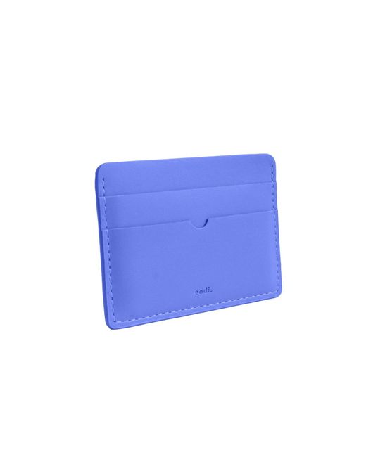 godi. Blue Handmade Leather Card Case for men