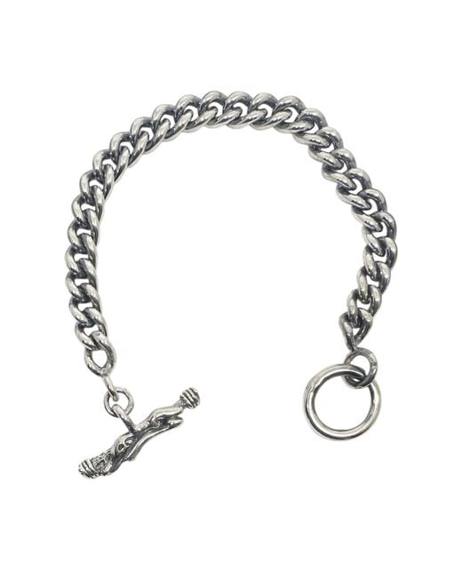 Tg-Jewellery by Tamara Gervasio Metallic Sterling Curb Chain Bracelet With Celtic Crocodile Hand T-Bar Clasp for men