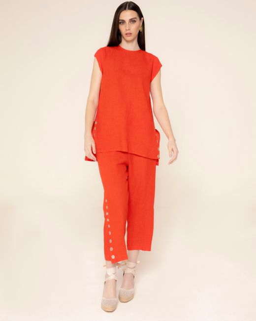 Niza Red Linen Top Cannes
