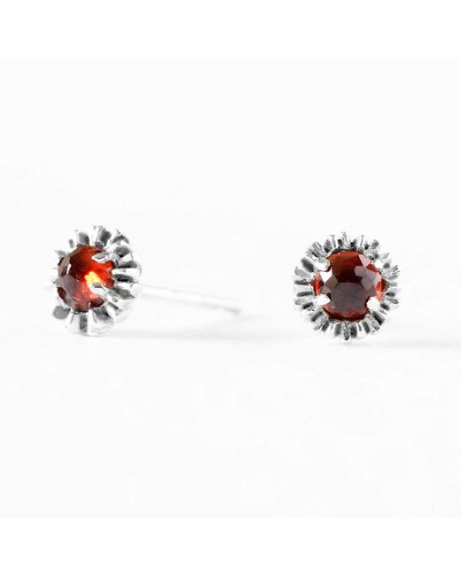 Lee Renee Pink Dahlia Bud Garnet Earrings –