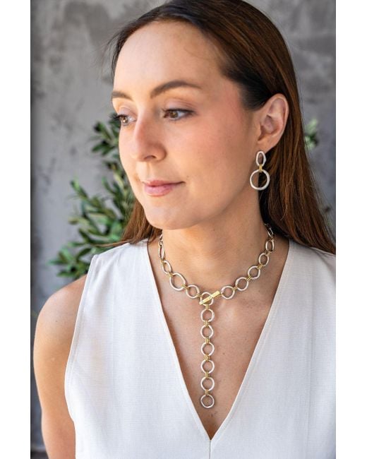 Loni Paul Jewelry Metallic Mixed Metal Sculpted Circle Necklace