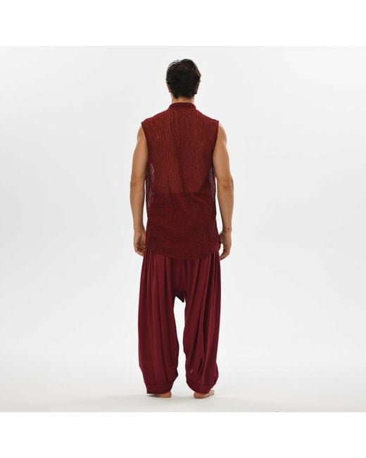 Zhenabia Red Ember Vest Sleeveless Shirt Summer Resort for men