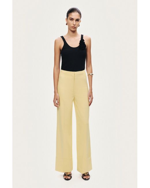 Nocturne Natural High-Waist Tailored Wide-Leg Pants