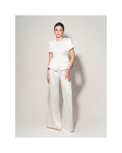Tia Dorraine White Romantic Glow Short Sleeves Blazer & Trousers Set