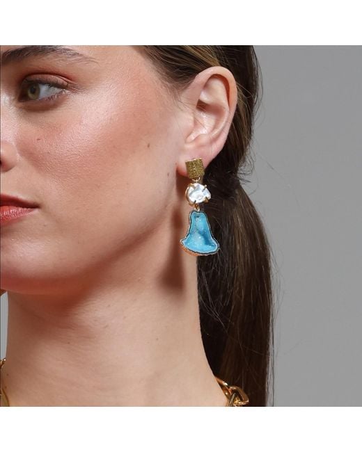 Magpie Rose Blue The Pearl Rocks Aqua Earrings