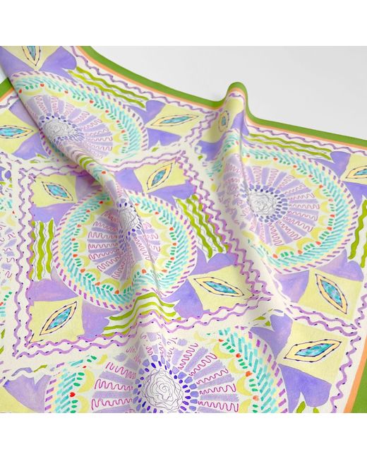 Maraethra Pink Lunar Mandala Silk Square Scarf