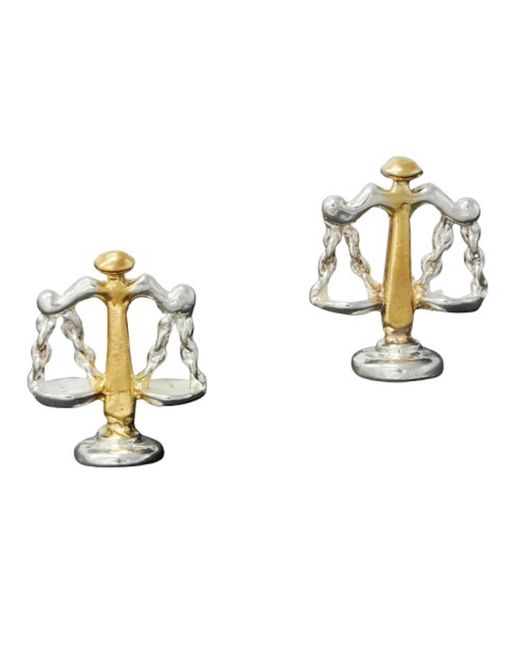 Simon Kemp Jewellers Metallic Scales Of Justice Cufflinks for men