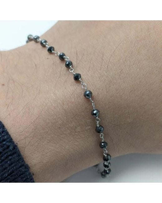 Rahul's Jewels Metallic 6.75" Genuine Diamond Rosary Bracelet