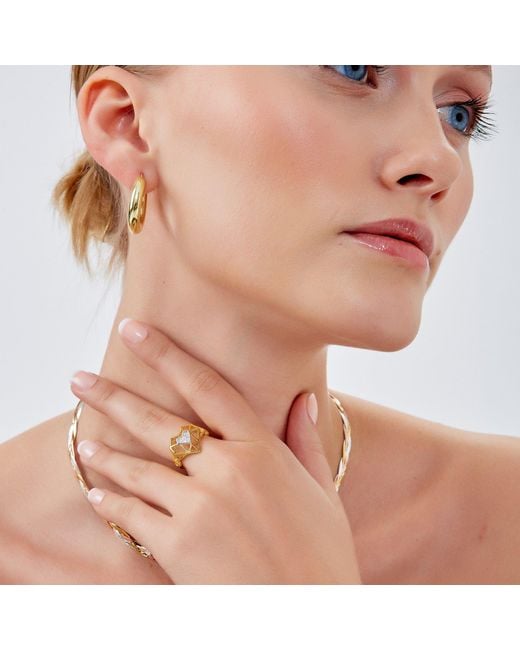 Spero London Metallic Chunky Hoop Earrings