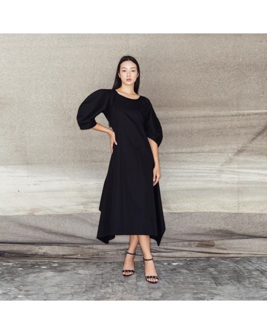 Bianca Popp Black Puff Dress With Flaps