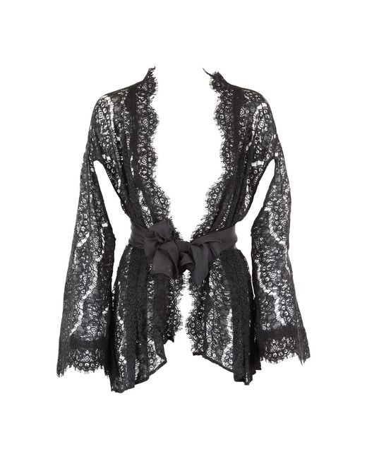 Belle -et-BonBon Black Eva Noir Kimono Backless Lace Kimono