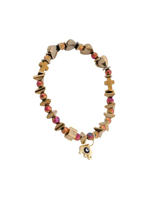 Ebru Jewelry Multicolor Hematite Stone Protective Evil Eye Lucky Elephant Bracelet Set