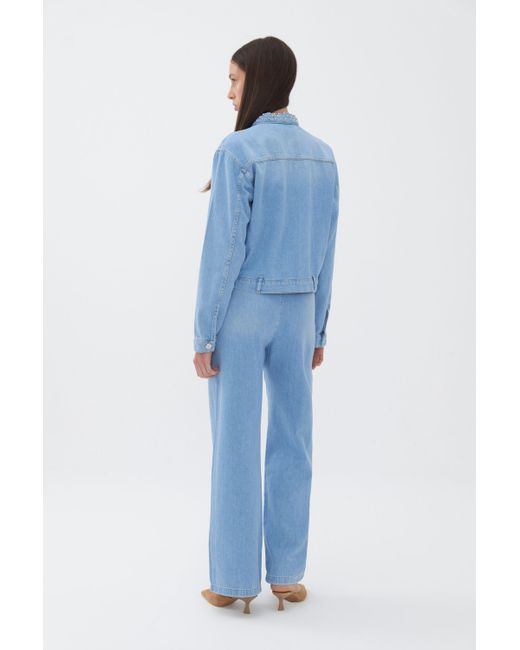 Nocturne Blue Pleated Wide Leg Jeans