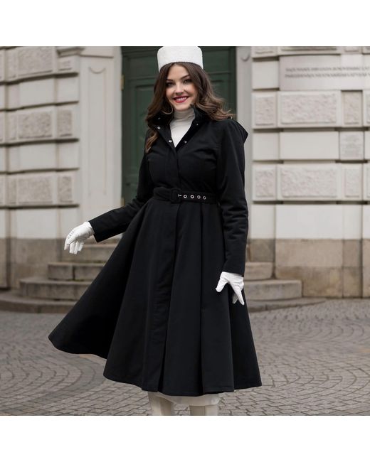 RainSisters Black Winter Coat With A Hood: Obsidian Frost