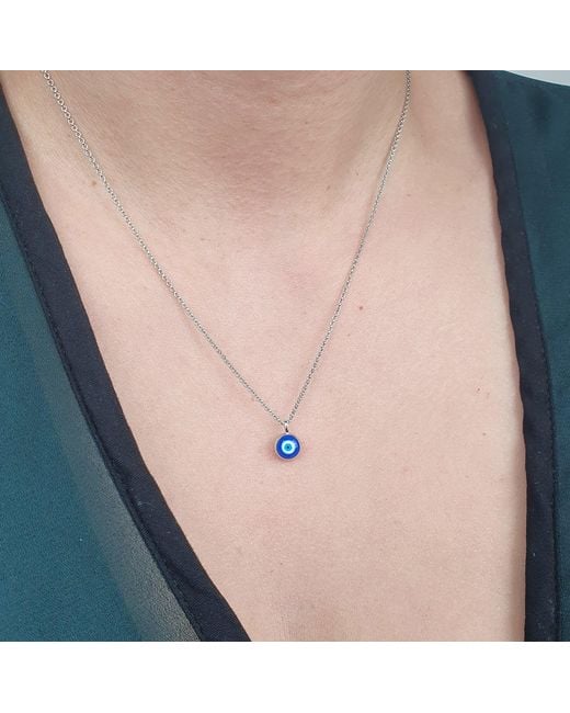 Harfi Blue Turkish Evil Eye Sterling Pendant Charm Necklace