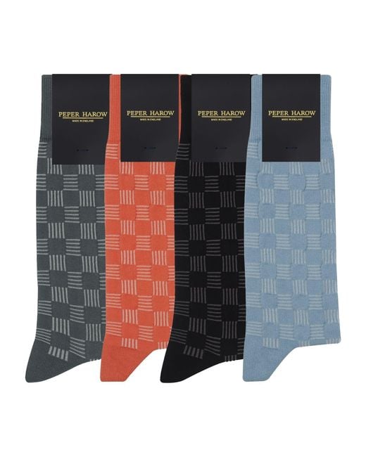 Peper Harow - Made in England Blue Battenberg Socks – Bundle for men