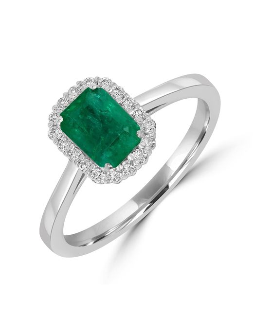 Artisan Green Emerald-Cut Emerald & Diamond Halo Ring