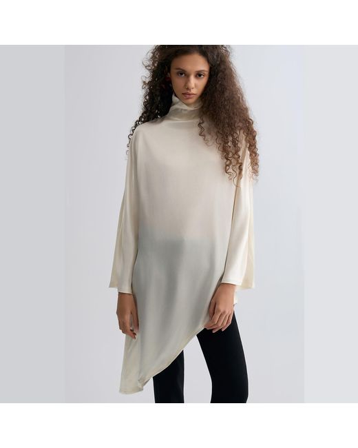 FRONT ROW SHOP White Asymmetric Slouch-Neck Blouse